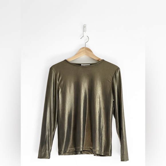 HOLT RENFREW 🪐 vintage long sleeve metallic bronze gold top [ S - M ] - Picture 3 of 4